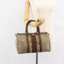 GUCCI GG Supreme Web Sherry Line Bag PVC Beige Gold 012 3842 58 Auth ep11528-23
