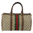 GUCCI GG Supreme Web Sherry Line Bag PVC Beige Gold 012 3842 58 Auth ep11528-2