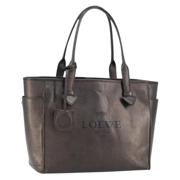 LOEWE Hand Bag Leather Black Auth ep11530