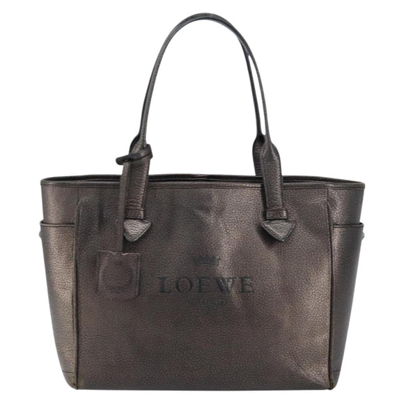 LOEWE Hand Bag Leather Black Auth ep11530