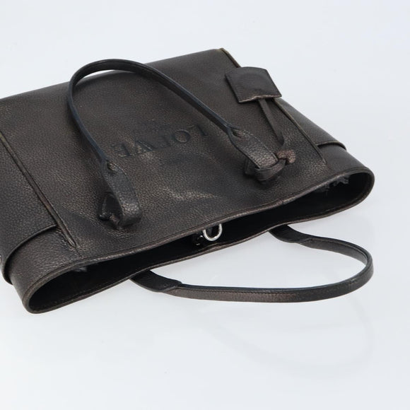 LOEWE Hand Bag Leather Black Auth ep11530