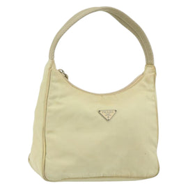 PRADA Hand Bag Nylon Beige Gold Auth ep11531