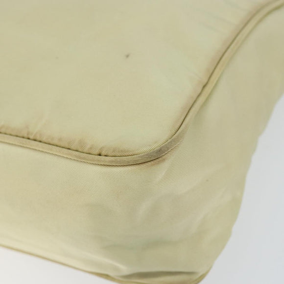 PRADA Hand Bag Nylon Beige Gold Auth ep11531