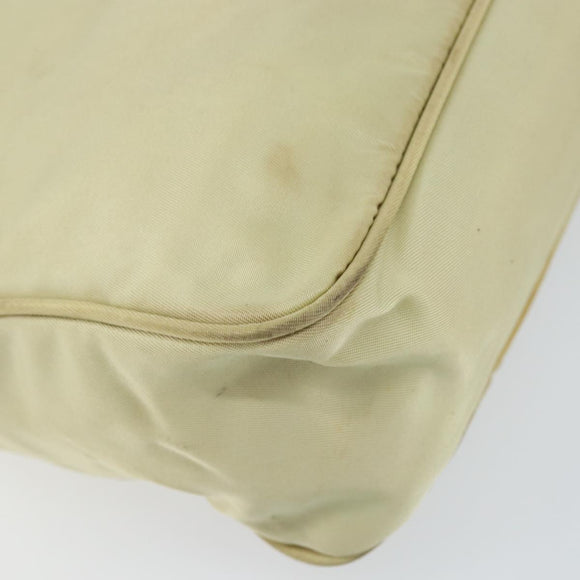 PRADA Hand Bag Nylon Beige Gold Auth ep11531