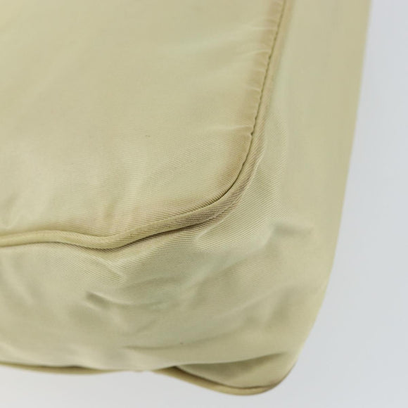 PRADA Hand Bag Nylon Beige Gold Auth ep11531