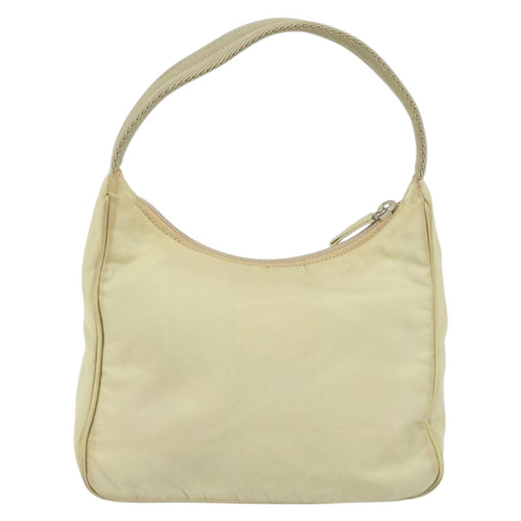 PRADA Hand Bag Nylon Beige Gold Auth ep11531