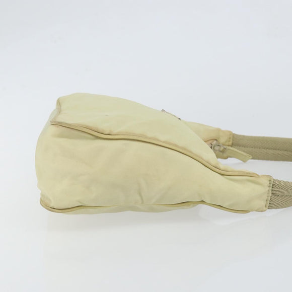 PRADA Hand Bag Nylon Beige Gold Auth ep11531