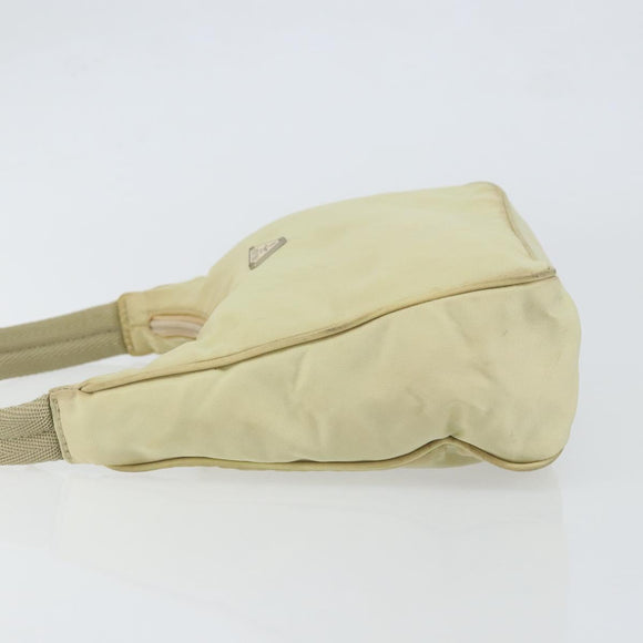 PRADA Hand Bag Nylon Beige Gold Auth ep11531