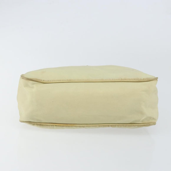 PRADA Hand Bag Nylon Beige Gold Auth ep11531