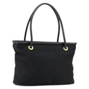 CELINE Tote Bag Nylon Leather Black Gold Auth ep11537-1