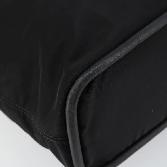 CELINE Tote Bag Nylon Leather Black Gold Auth ep11537