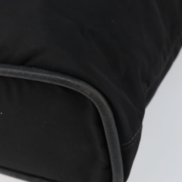 CELINE Tote Bag Nylon Leather Black Gold Auth ep11537