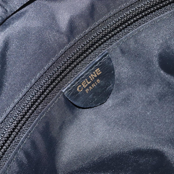 CELINE Tote Bag Nylon Leather Black Gold Auth ep11537