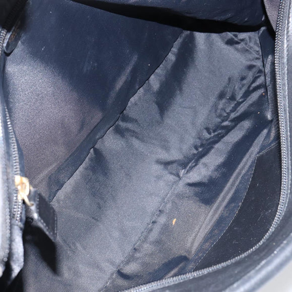 CELINE Tote Bag Nylon Leather Black Gold Auth ep11537