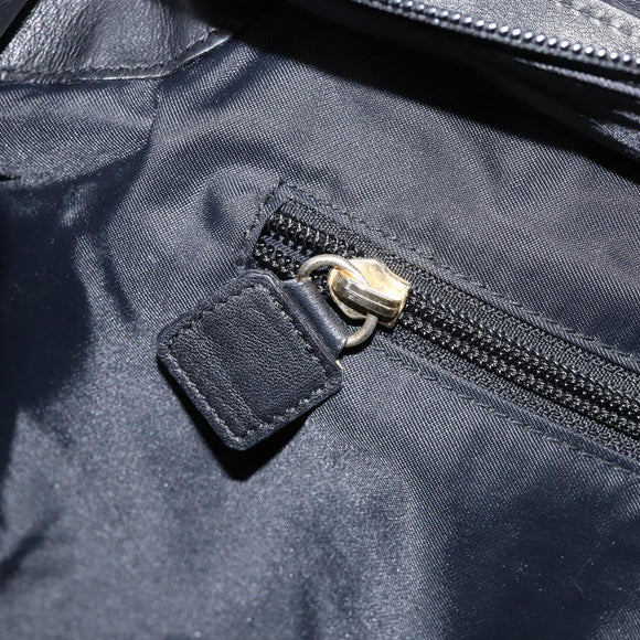 CELINE Tote Bag Nylon Leather Black Gold Auth ep11537