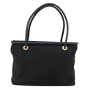 CELINE Tote Bag Nylon Leather Black Gold Auth ep11537-2