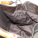 GUCCI Bamboo Hand Bag Nylon 2way Brown Silver 001 1577 Auth ep11538-21