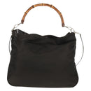 GUCCI Bamboo Hand Bag Nylon 2way Brown Silver 001 1577 Auth ep11538-2