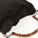 GUCCI Bamboo Hand Bag Nylon 2way Brown Silver 001 1577 Auth ep11538-7