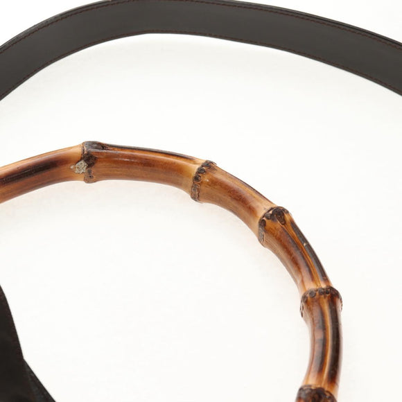 GUCCI Bamboo Hand Bag Nylon 2way Brown Silver 001 1577 Auth ep11538