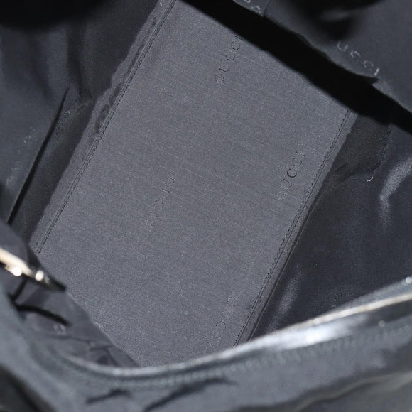 GUCCI Shoulder Bag Nylon Leather Black Silver 001 1955 Auth ep11539