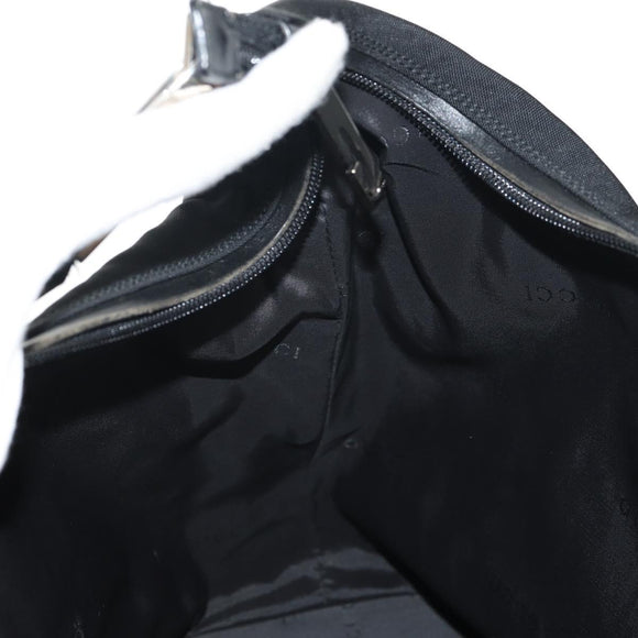 GUCCI Shoulder Bag Nylon Leather Black Silver 001 1955 Auth ep11539