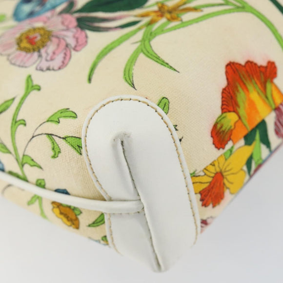 GUCCI Botanical Shoulder Bag Canvas Leather White Gold 007 115 1093 Auth ep11546