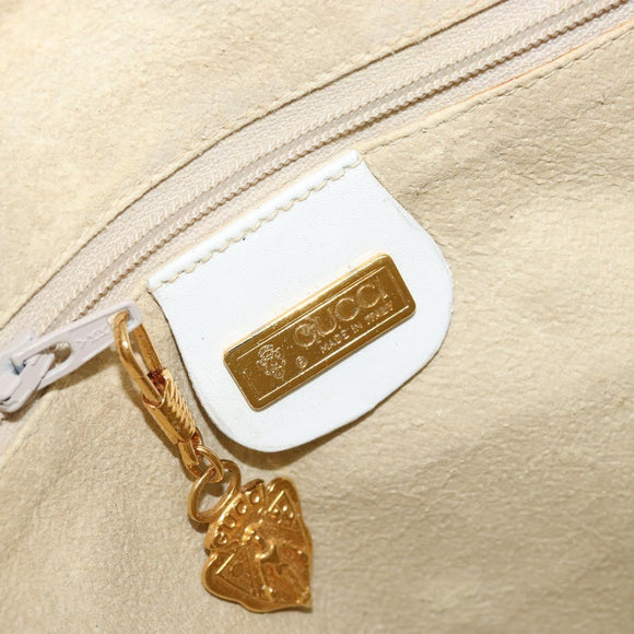 GUCCI Botanical Shoulder Bag Canvas Leather White Gold 007 115 1093 Auth ep11546