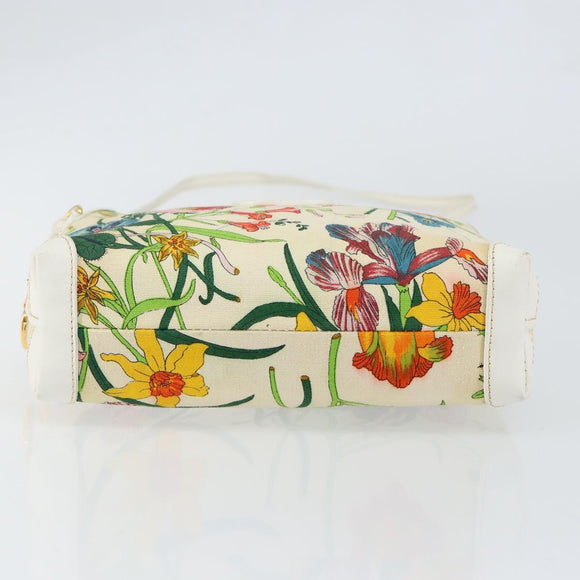 GUCCI Botanical Shoulder Bag Canvas Leather White Gold 007 115 1093 Auth ep11546