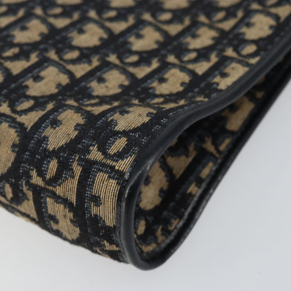 Christian Dior Trotter Canvas Shoulder Bag Navy Gold Auth ep11547