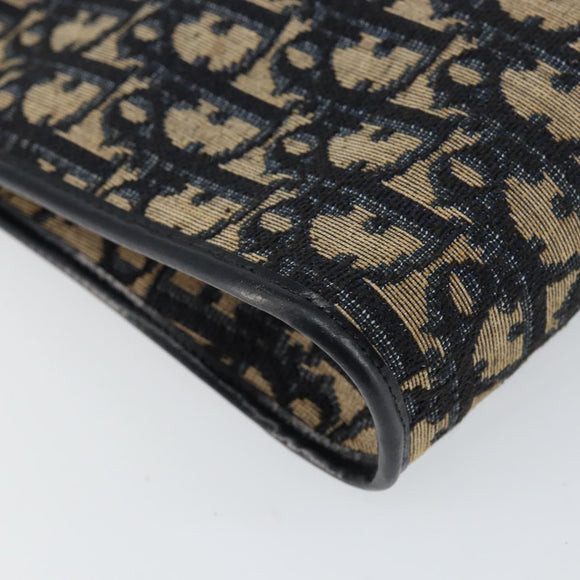 Christian Dior Trotter Canvas Shoulder Bag Navy Gold Auth ep11547