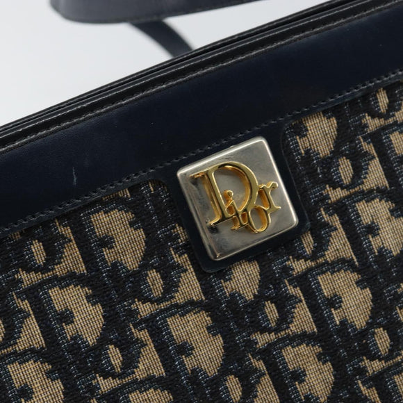 Christian Dior Trotter Canvas Shoulder Bag Navy Gold Auth ep11547