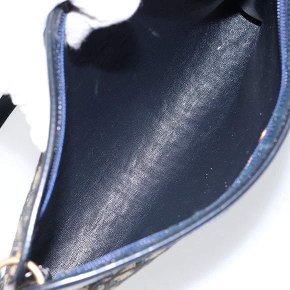 Christian Dior Trotter Canvas Shoulder Bag Navy Gold Auth ep11547