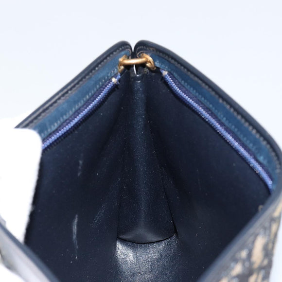 Christian Dior Trotter Canvas Shoulder Bag Navy Gold Auth ep11547