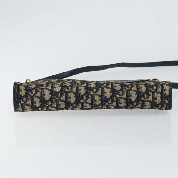 Christian Dior Trotter Canvas Shoulder Bag Navy Gold Auth ep11547