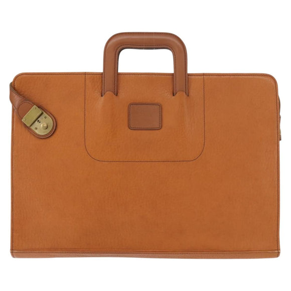 Burberrys Business Bag Leather Brown Gold Auth ep11548