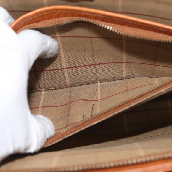 Burberrys Business Bag Leather Brown Gold Auth ep11548