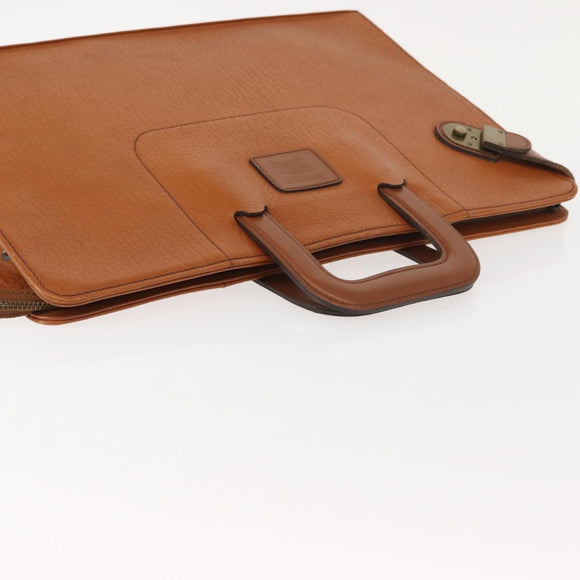 Burberrys Business Bag Leather Brown Gold Auth ep11548