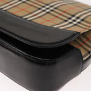 Burberrys Nova Check Shoulder Bag Canvas Leather Beige Black gold Auth ep11549-14