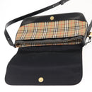 Burberrys Nova Check Shoulder Bag Canvas Leather Beige Black gold Auth ep11549-11