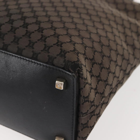 CELINE Macadam Canvas Tote Bag Canvas Black Silver Auth ep11551