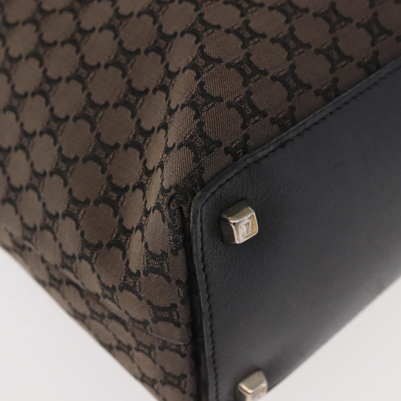 CELINE Macadam Canvas Tote Bag Canvas Black Silver Auth ep11551