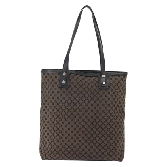 CELINE Macadam Canvas Tote Bag Canvas Black Silver Auth ep11551