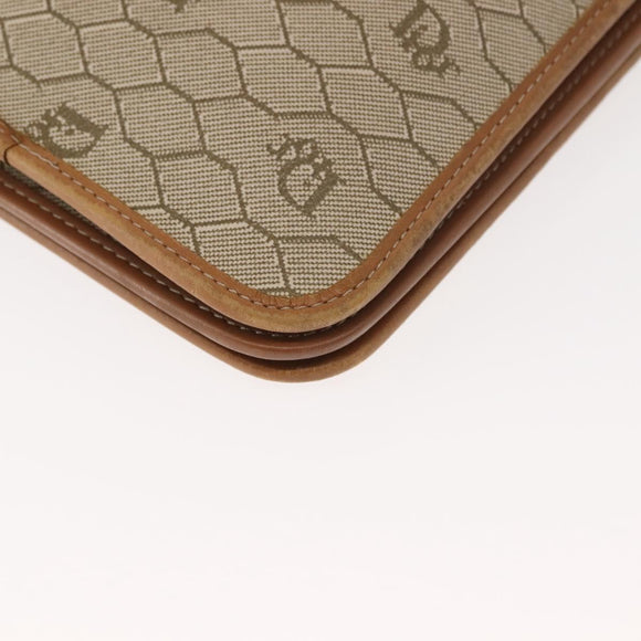 Christian Dior Honeycomb Canvas Chain Shoulder Bag PVC Beige Gold Auth ep11552