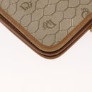 Christian Dior Honeycomb Canvas Chain Shoulder Bag PVC Beige Gold Auth ep11552-16