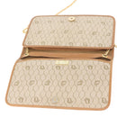Christian Dior Honeycomb Canvas Chain Shoulder Bag PVC Beige Gold Auth ep11552-10