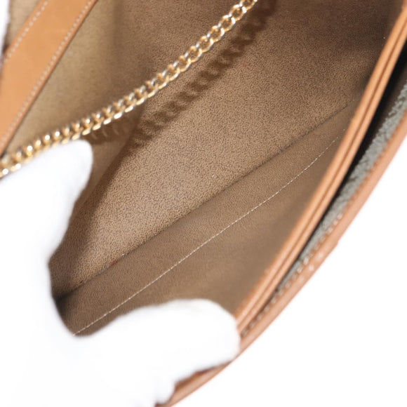 Christian Dior Honeycomb Canvas Chain Shoulder Bag PVC Beige Gold Auth ep11552