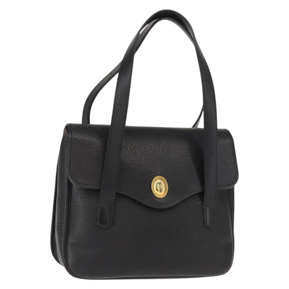 Christian Dior Hand Bag Leather Black Gold Auth ep11555
