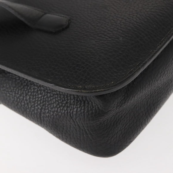 Christian Dior Hand Bag Leather Black Gold Auth ep11555