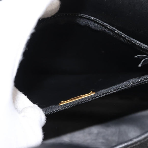 Christian Dior Hand Bag Leather Black Gold Auth ep11555